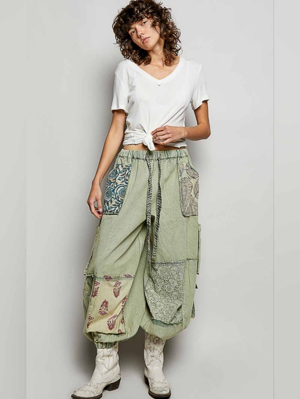 🐼#1513 POL Sage Wanderer Patchwork Boho Pants - Picture 5 of 7